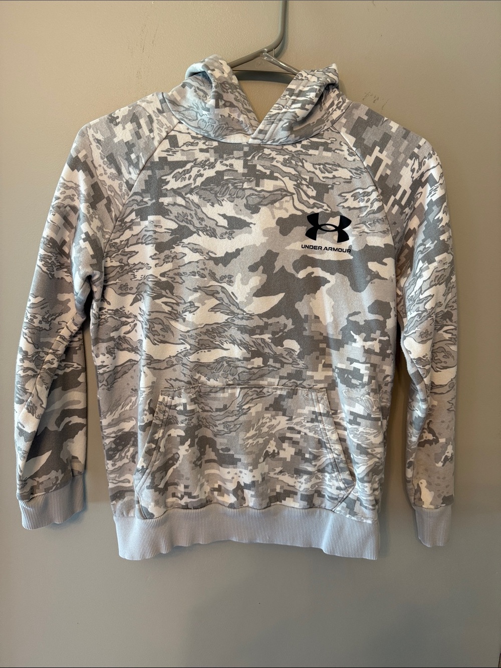 Under Armour White and Gray Camo Kids Hoodie